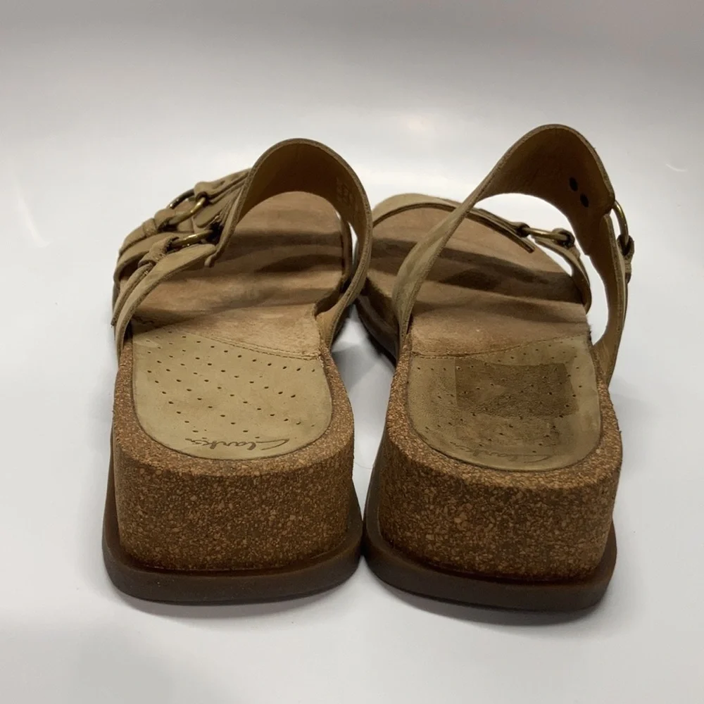 Clarks cork footbed slip‎ on sandals size 10
